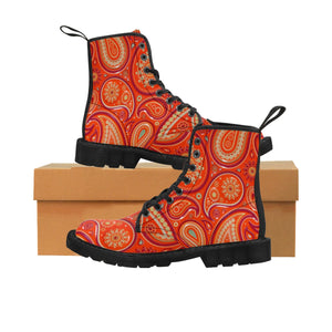 Women's Martin Boots - Red Paisley