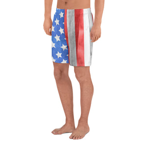 AOP Men's Athletic Long Shorts - America