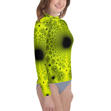 Load image into Gallery viewer, Youth Rash Guard - Yellow Fractal