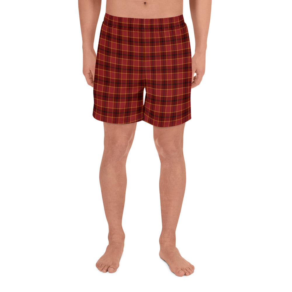 All-Over Print Men's Athletic Long Shorts - Plaid
