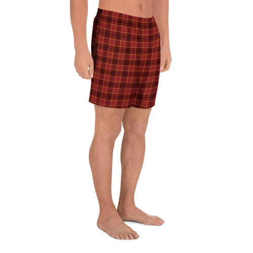 All-Over Print Men's Athletic Long Shorts - Plaid